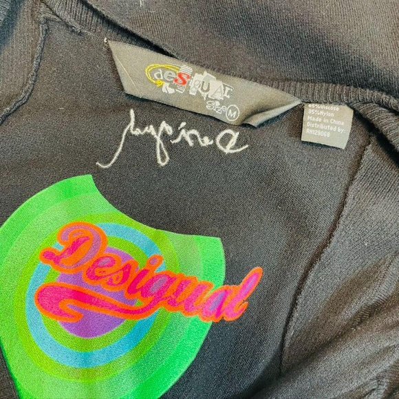 Desigual Black Knit Floral Embroidered Dress - Picture 7 of 8